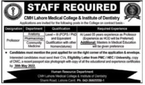 Latest Professors Jobs 2022 in CMH Lahore Medical College